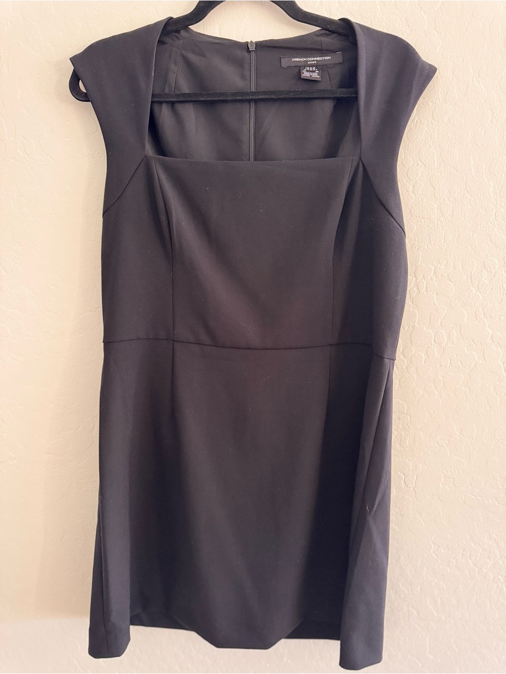 French Connection Black Cap-Sleeve Mini Dress